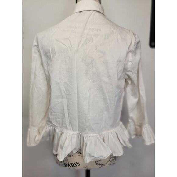 Vintage Bebe Button Shirt XS Ruffle Blouse Collar Relax Semi Crop White Italy - Picture 6 of 10